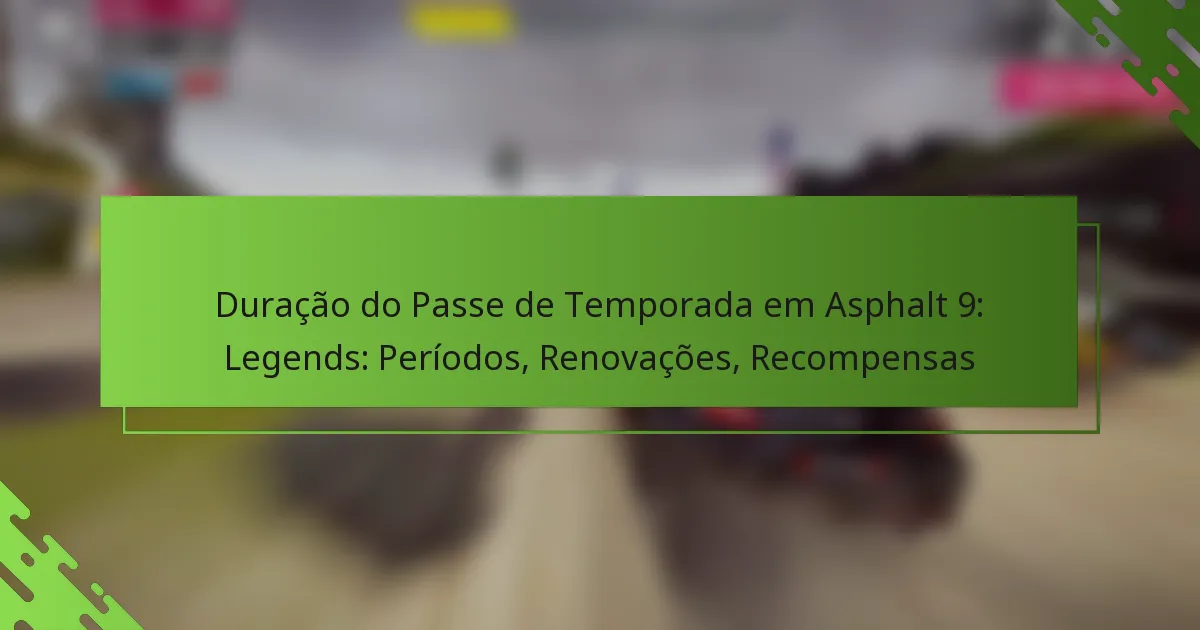 Duração do Passe de Temporada em Asphalt 9: Legends: Períodos, Renovações, Recompensas