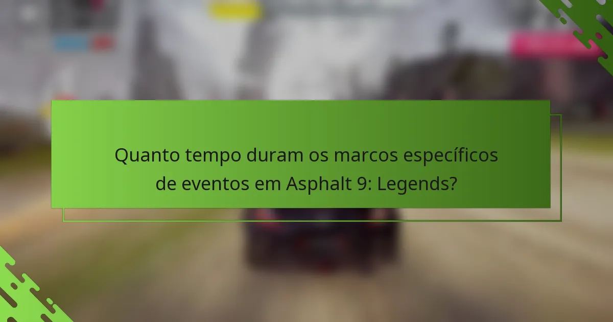 Quanto tempo duram os marcos específicos de eventos em Asphalt 9: Legends?